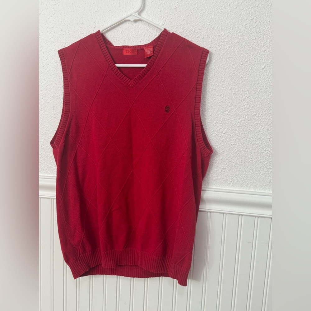 IZOD Men’s Red V-Neck Sweater Vest | Timeless & Versatile | Sleeveless